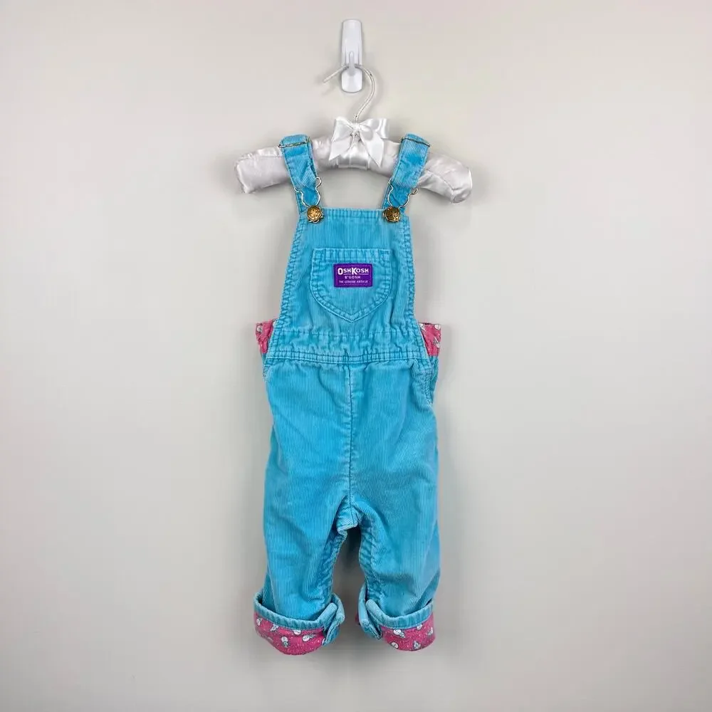 Vintage OshKosh Blue Corduroy Snowman Overalls 24 Months USA